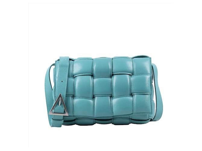 Sac à bandoulière en cuir matelassé turquoise Bottega Veneta Bleu  ref.1441668