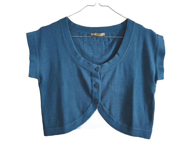 Bottega Veneta Hellblaues Cache-Coeur aus Baumwollstrick