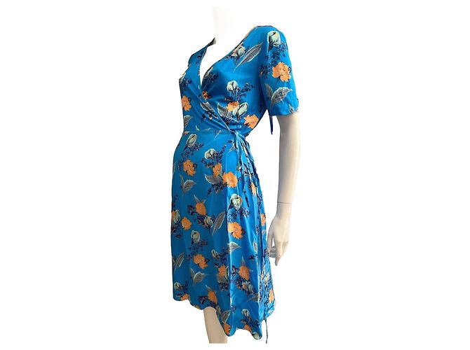 Diane Von Furstenberg Vestido envolvente de seda DvF "Silese Tile" Azul Multicolor