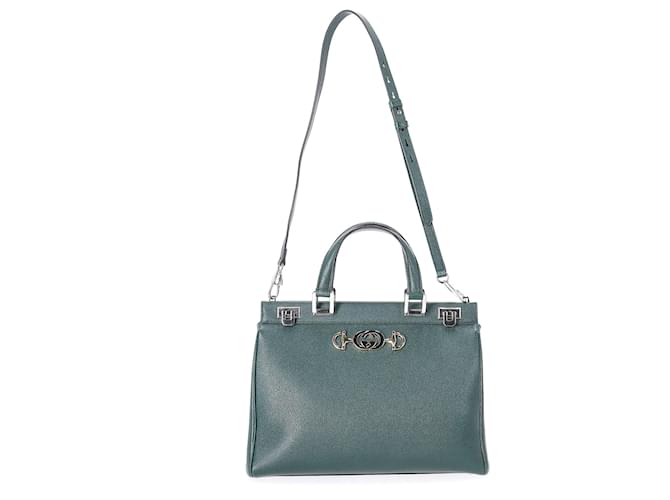 Gucci Medium Zumi Top Handle Bag in Olive Green Grain Calfskin Leather Pony-style calfskin  ref.1442371