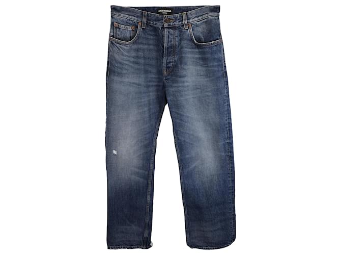 Jeans Balenciaga coupe normale en coton bleu foncé Bleu Marine  ref.1442439