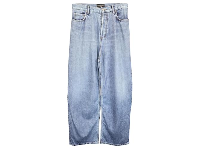 Pantalons en denim Trompe L'oeil Balenciaga en coton bleu clair  ref.1442443