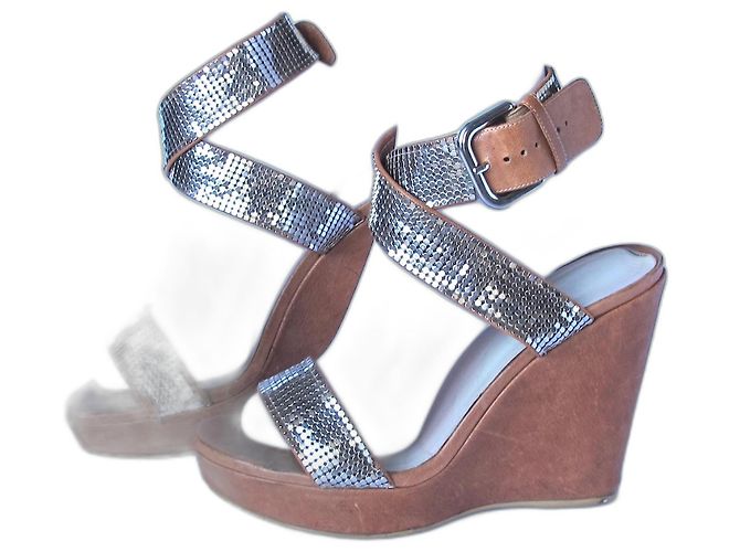 Wedges de couro marrom STUART WEITZMAN