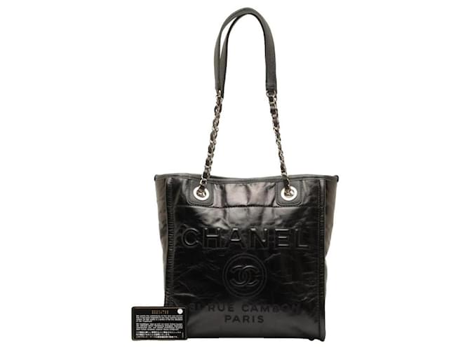 Chanel DEAUVILLE KETTENLEDER-TASCHE Schwarz  ref.1442930