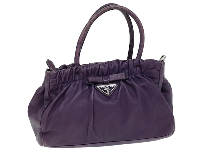 PRADA Hand Bag Leather Purple Auth 79217  ref.1442946