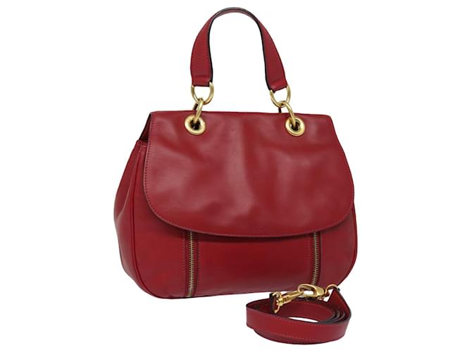 Céline Sac à épaule CELINE en cuir 2 en 1 rouge Auth 78318  ref.1442950