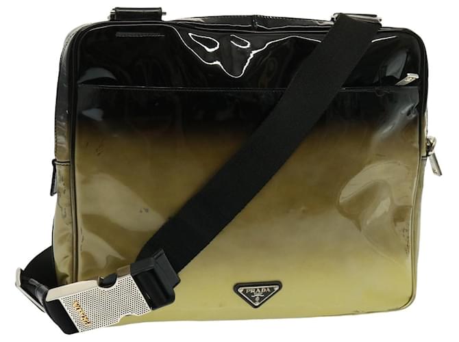 PRADA Shoulder Bag Patent leather Gold Tone Black Auth 78080  ref.1443019