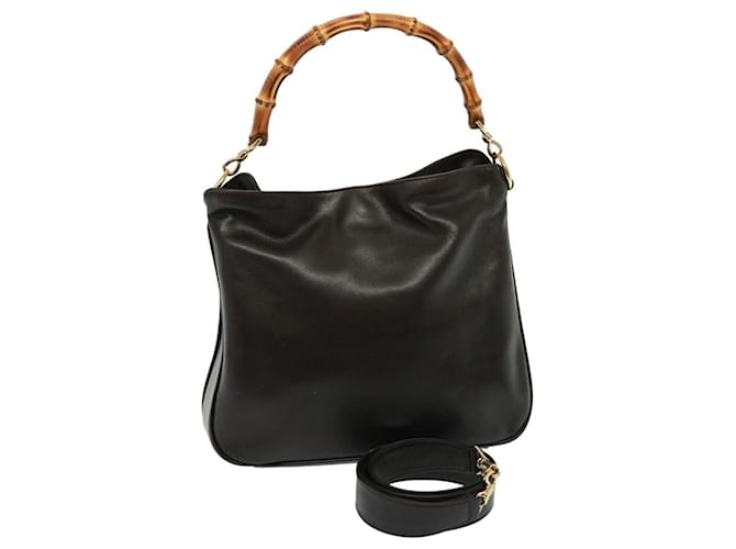 Sac à main en cuir GUCCI Bamboo 2 voies marron 001 1638 Auth 78793  ref.1443045