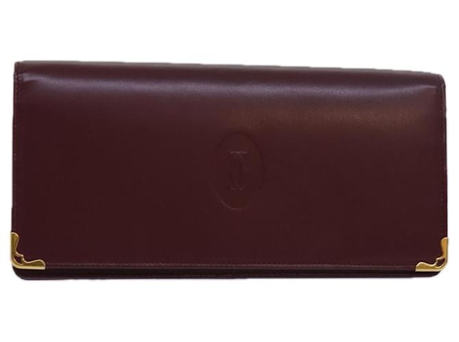 CARTIER Wallet Leather Red Auth 79472  ref.1443072