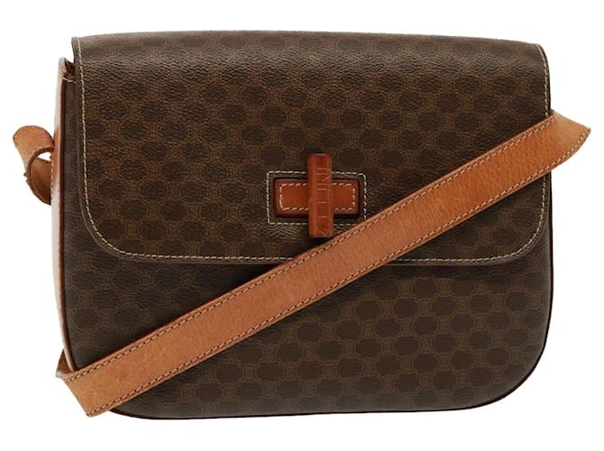 Céline CELINE Macadam Canvas Shoulder Bag PVC Leather Brown Auth 77717  ref.1443123