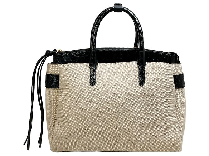 Bolsa de lona e crocodilo Nancy Gonzalez com bolsa removível Bege