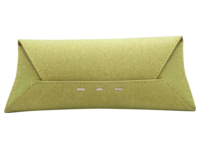 Autre Marque Lime VBH Glitter Envelope Clutch Green  ref.1443184