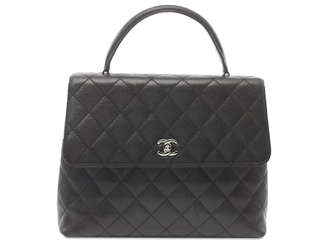 Black Chanel Caviar Kelly Top Handle Bag Leather  ref.1443217