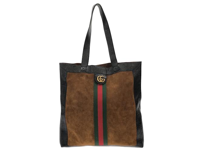 Gran bolso tote Ophidia marrón Gucci Castaño Cuero  ref.1443231