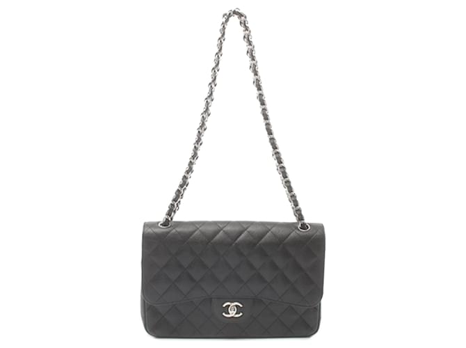 Schultertasche Chanel Jumbo Classic Caviar Double Flap Schwarz Leder  ref.1443257