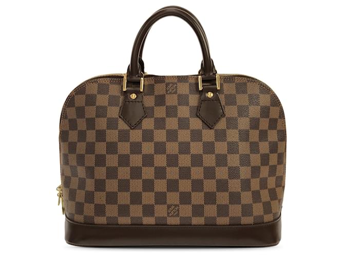 Braune Louis Vuitton Damier Ebene Alma PM Handtasche Leder  ref.1443275