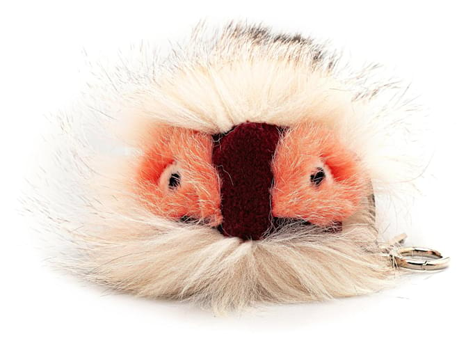 Brauner Fendi Monster-Fell-Pom-Pom Schlüsselanhänger Pelz  ref.1443348