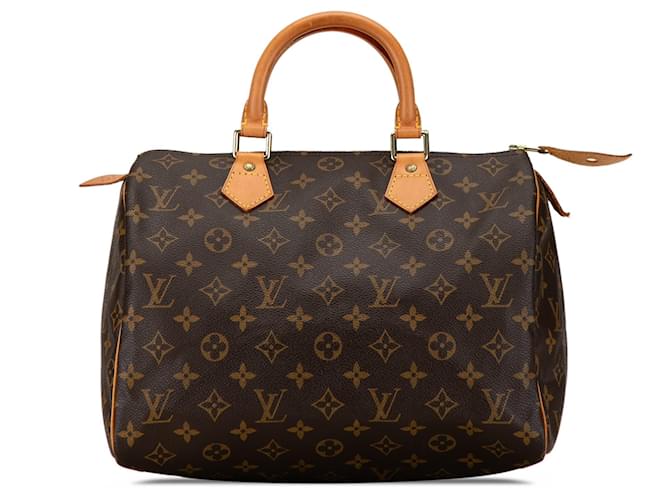 Braune Louis Vuitton Monogram Speedy 30 Boston Tasche Leder  ref.1443366