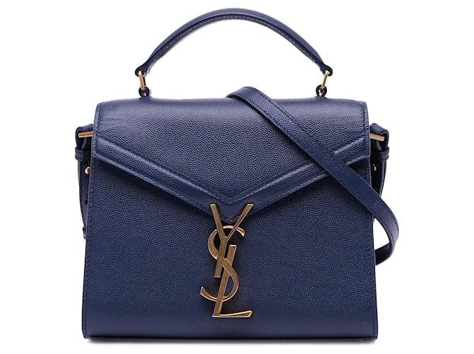 Blue Saint Laurent Mini Grain De Poudre Cassandra Handtasche Blau Leder  ref.1443399