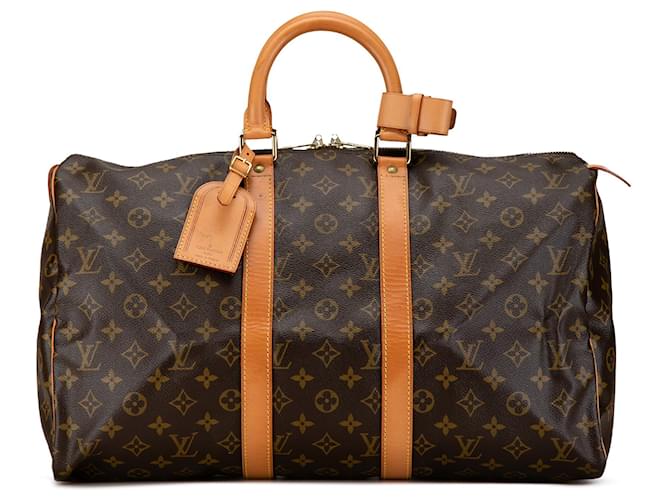 Bolso de viaje Keepall 45 Monograma Louis Vuitton marrón Castaño Cuero  ref.1443408