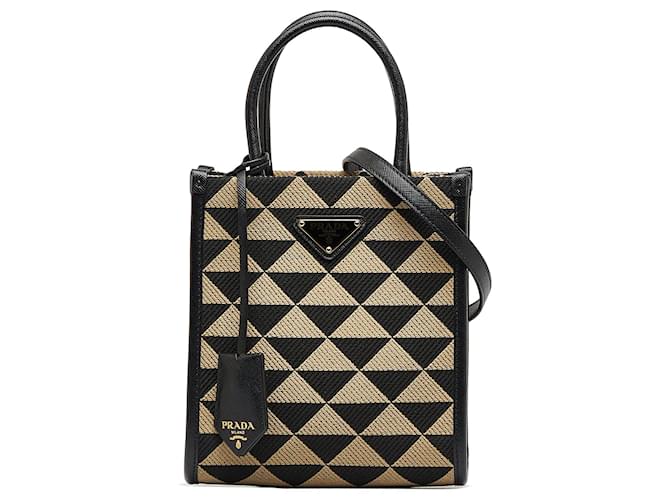 Braune Prada Mini Symbole Triangolo Tasche Leder  ref.1443433