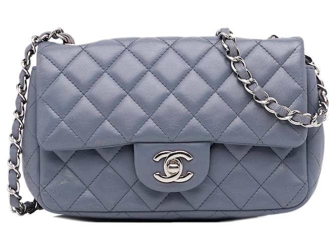 Gray Chanel Mini Classic Lambskin Rectangular Single Flap Crossbody Bag Camel Leather  ref.1443436