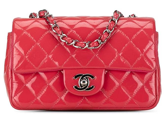 Pink Chanel Mini Rectangular Classic Patent Single Flap Crossbody Bag Leather  ref.1443453