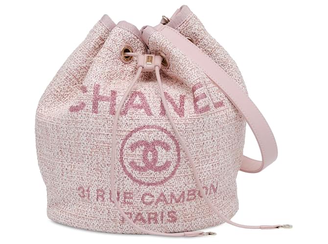 Pink Chanel Tweed Deauville Drawstring Bucket Bag  ref.1443460