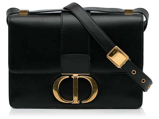 Black Dior 30 Montaigne Flap Bag Leather  ref.1443508