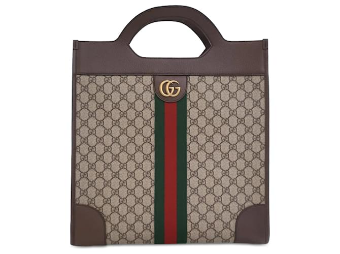 Tote vertical Gucci GG Supreme Ophidia marrón Castaño Cuero  ref.1443514