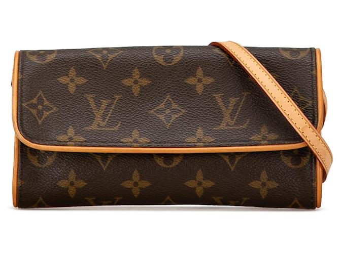 Bolsa transversal Pochette Twin PM Monograma Louis Vuitton marrom Couro  ref.1443518