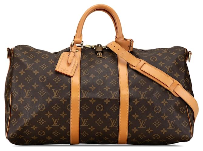 Brown Louis Vuitton Monogram Keepall Bandouliere 50 Travel Bag Leather  ref.1443535