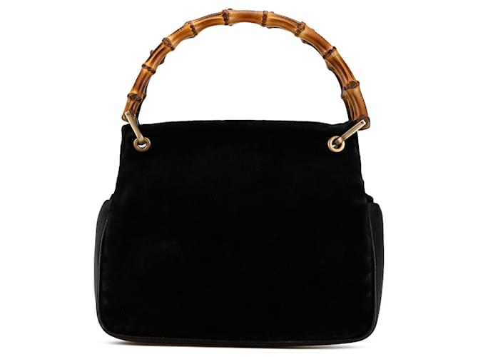 Borsa in suede nera Gucci con bambù Nero Pelle  ref.1443551