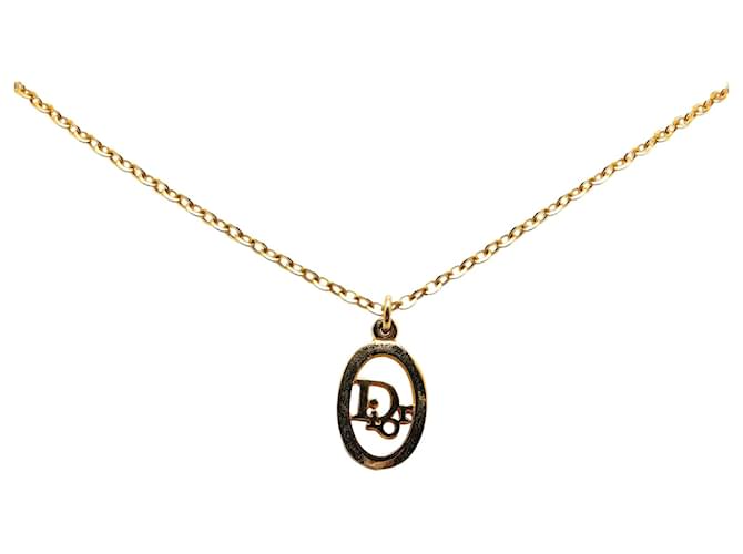 Collier pendentif logo plaqué or Dior Doré  ref.1443569