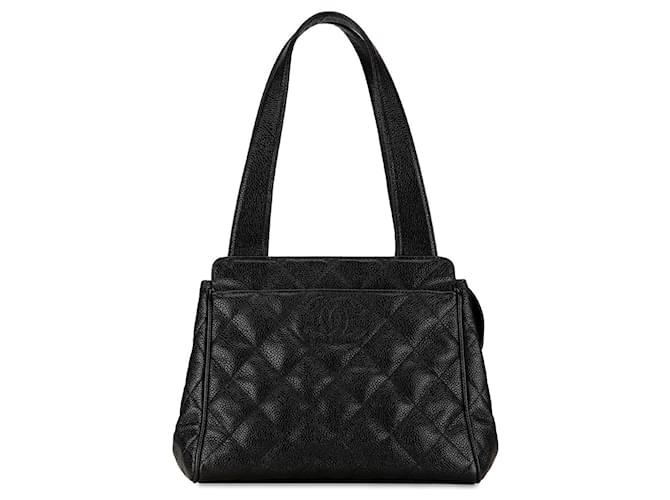 Black Chanel CC Caviar Handbag Leather  ref.1443572