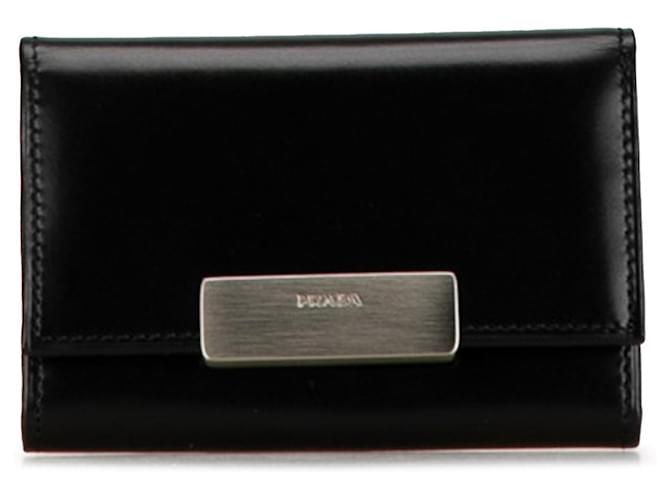 Porte-clés en cuir noir Prada  ref.1443626