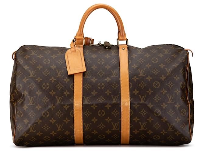 Bolso de viaje Keepall 50 Monogram Louis Vuitton marrón Castaño Cuero  ref.1443631