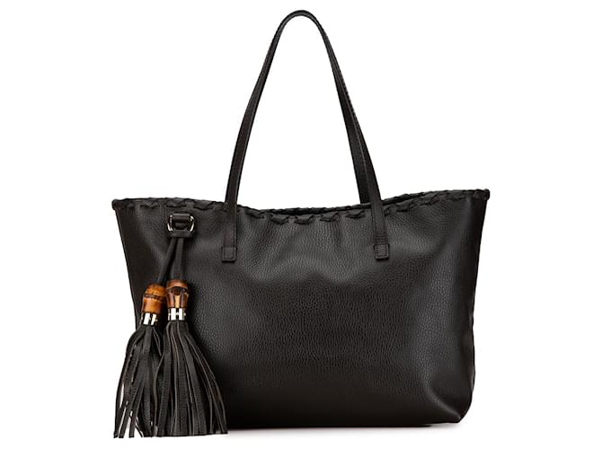 Brown Gucci Leather Bamboo Tassel Tote  ref.1443632