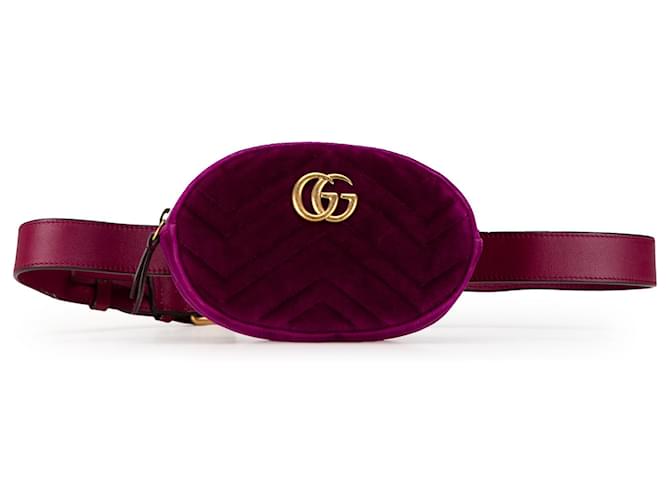 Bolso de cinturón de terciopelo matelassé GG Marmont púrpura de Gucci  ref.1443646