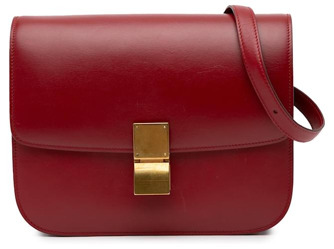 Céline Bolsa transversal Celine Medium Classic Box vermelha Vermelho Couro  ref.1443648