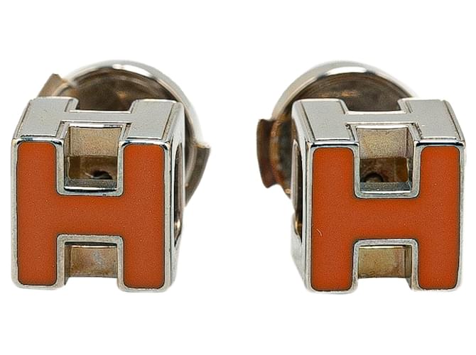 Silver Hermès Palladium Plated Cage d'H Earrings Silvery Metal  ref.1443654