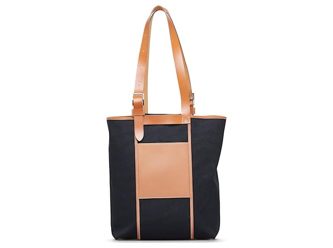 Black Hermès Toile Goeland Etriviere Pocket 27 Tote Bag Leather  ref.1443697