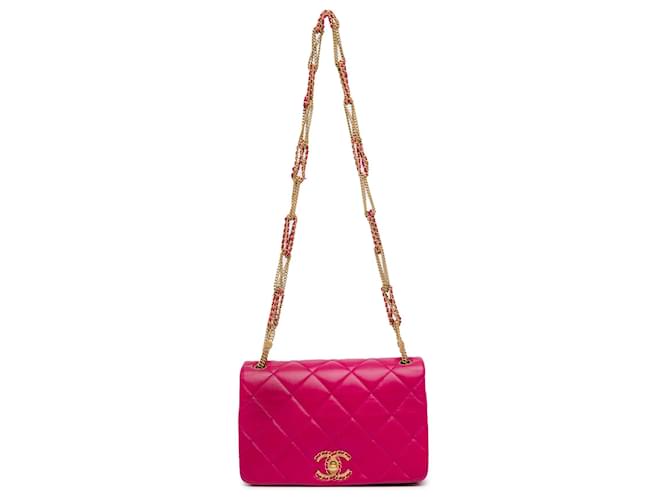 Pink Chanel Schultertasche aus gestepptem Lammleder On And On  ref.1443734