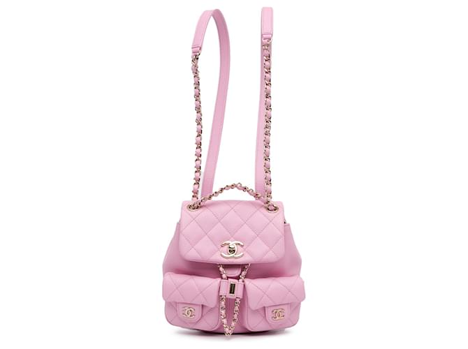 Pink Chanel Small Quilted Caviar Duma Pockets Drawstring Backpack Leather  ref.1443735