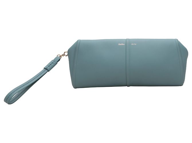 Light Blue Max Mara Leather Elsap Clutch