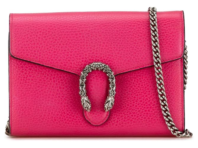 Pink Gucci Mini Dionysus Wallet on Chain Crossbody Bag Leather  ref.1443757