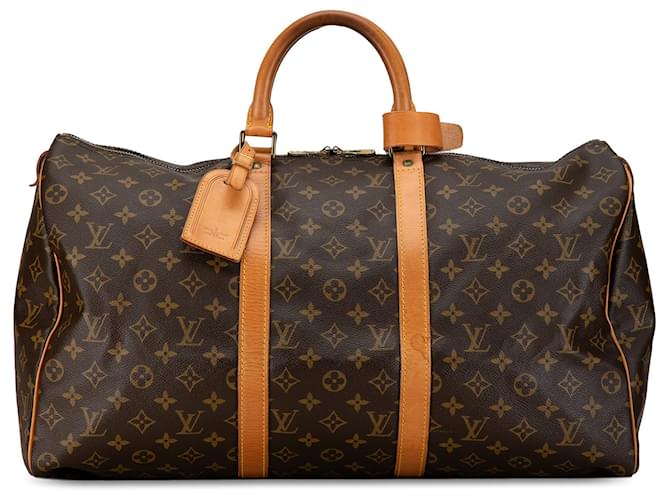 Brown Louis Vuitton Monogram Keepall 50 Travel Bag Leather  ref.1443759