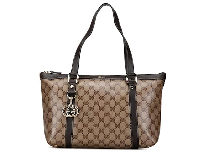 Sac à main D Ring Abbey en cristal GG marron de Gucci Cuir  ref.1443775