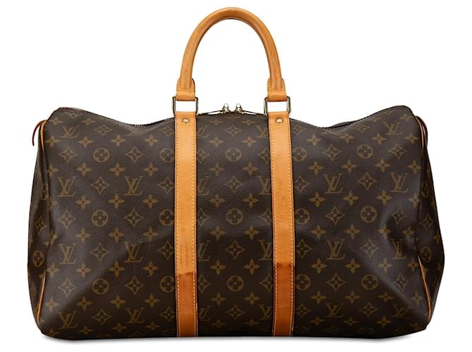 Brown Louis Vuitton Monogram Keepall 45 Travel Bag Leather  ref.1443778