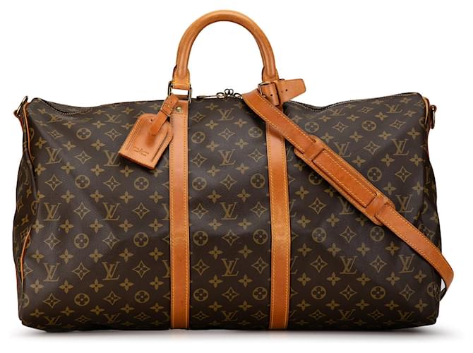 Borsa da viaggio Keepall Bandoulière 55 Monogram Louis Vuitton marrone Pelle  ref.1443782